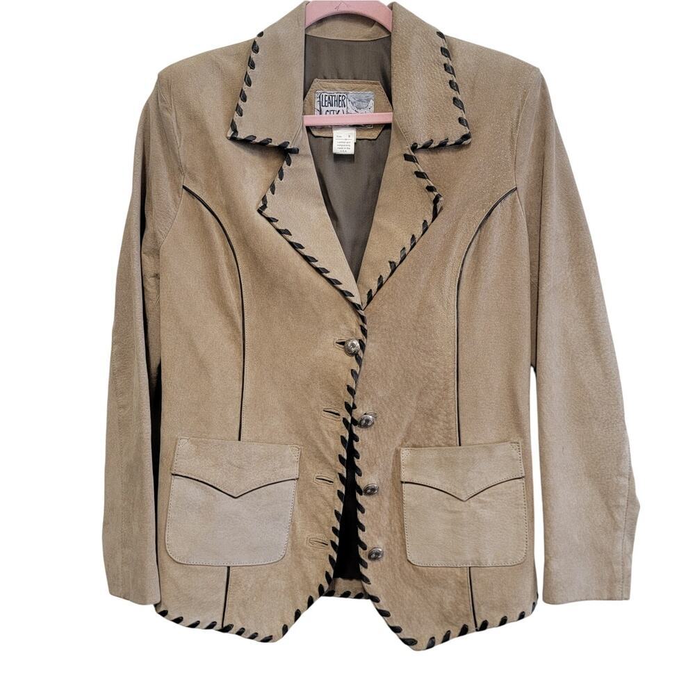 70s Vintage Leather City Suede Western Jacket Size Small